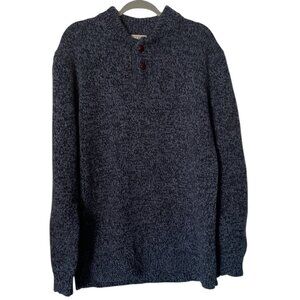 LL BEAN Men's Classic Ragg Blue Lambswool Henley Pullover Sweater XXL Tall